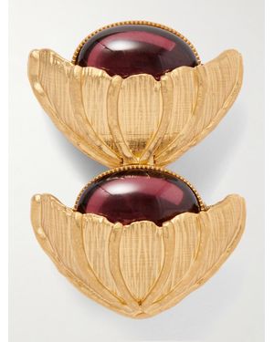 Sonia Petroff Retro Flower-Plated Crystal Brooch - Pink