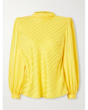 Valentino Garavani Monogram Silk-Jacquard Blouse - Yellow