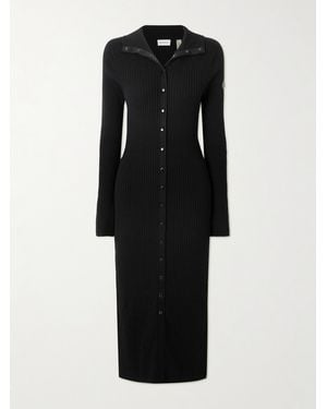Moncler Genius Edward Enninful Ribbed Wool Midi Dress - Black