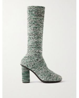 Bottega Veneta Atomic Ribbed-Knit Knee Boots - Green