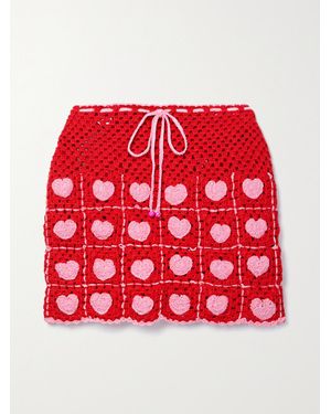 Alix Pinho Crocheted Cotton Mini Skirt - Red