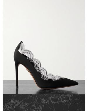Aquazzura Je T'Aime 105 Pumps Aus Ripsband Mit Pvc-Besätzen Und Kristallen - Schwarz