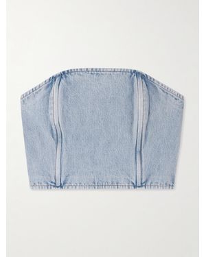 Wardrobe NYC Strapless Denim Top - Blue