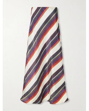 Christopher John Rogers Morris Striped Crinkle-Satin Maxi Skirt - White