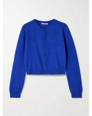 AURALEE Brushed Cashmere And Cotton-Blend Cardigan - Blue
