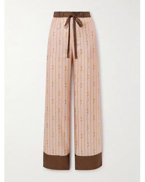 Gucci Striped Silk-Twill Wide-Leg Trousers - Natural