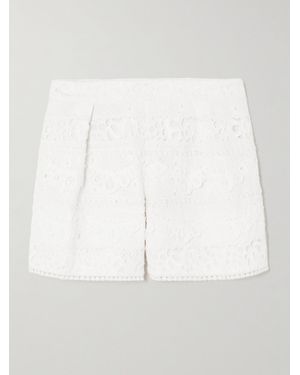 Carolina Herrera Broderie Anglaise Cotton Shorts - White
