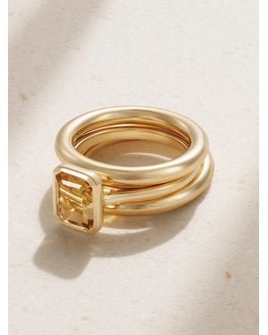 BY PARIAH Lumen Stack Set Of Three 14-Karat Recycled Quartz Rings - Natural