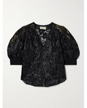 Maison Mayle Juana Joya Bluse Aus Metallic-Spitze - Schwarz