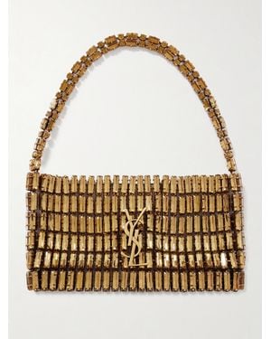 Saint Laurent Evening Mini Crystal-Embellished Chainmail Shoulder Bag - Metallic