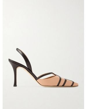 Manolo Blahnik Sarto 90 Two-Tone Leather Slingback Court Shoes - Metallic