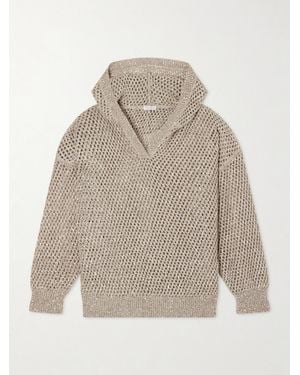 Brunello Cucinelli Sequined Crocheted Cotton Hoodie - Natural