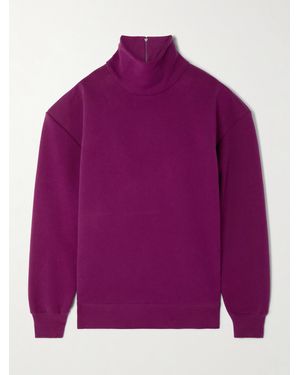 Saint Laurent Cotton-Jersey Turtleneck Sweatshirt - Purple