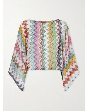 Missoni Striped Metallic Crochet-Knit Blouse - White