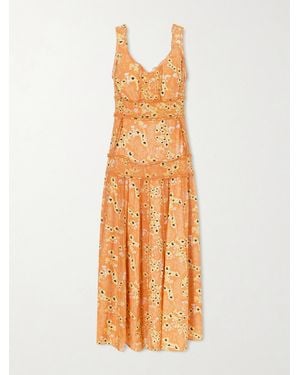La Ligne Livia Paneled Printed Silk Maxi Dress - Metallic