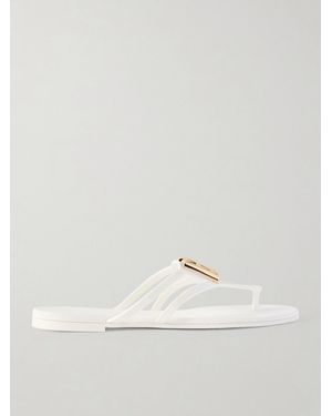 Dolce & Gabbana Embellished Rubber Flip Flops - Natural