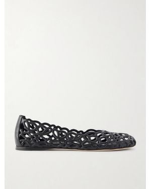 Loewe Petal Anagram Leather Ballet Flats - White