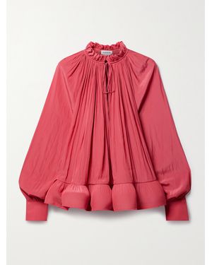 Lanvin Ruffled Gathered Charmeuse Blouse