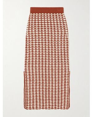 Escvdo Motupe Crocheted Cotton Midi Skirt - Red