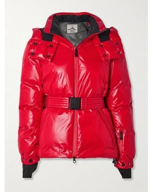 Perfect Moment Candice Hooded Belted Down Ski Jacket - Red