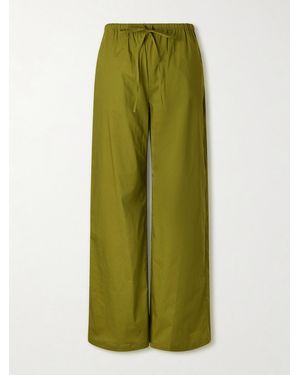 STAUD Mateo Stretch-Cotton Wide-Leg Trousers - Green