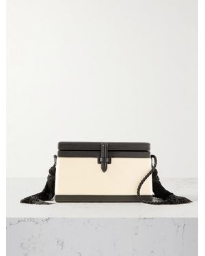 Hunting Season The Trunk Tasselled Leather-Trimmed Satin Shoulder Bag - Black