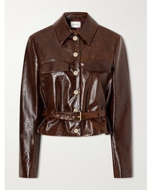 Sportmax Canditi Cropped Belted Coated-Cotton Jacket - Brown