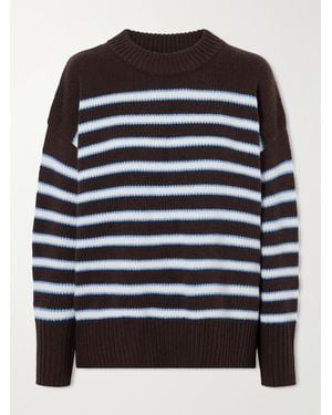 La Ligne Marin Striped Wool And Cashmere-Blend Sweater - Black