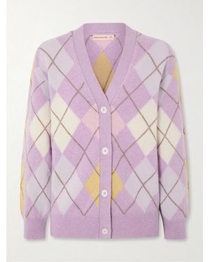 &Daughter Argyle Wool Cardigan - Pink