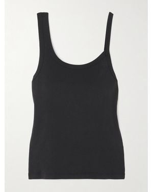 St. Agni Asymmetric Ribbed Organic Cotton-Jersey Tank - Black