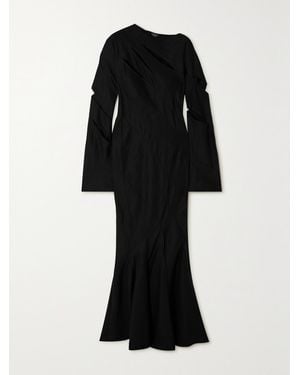 A.W.A.K.E. MODE Cutout Linen, Cupro And Cotton-Blend Maxi Dress - Black