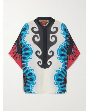 La DoubleJ Mother Estelle Printed Crepe Blouse - Blue