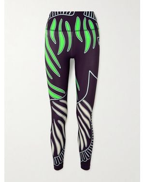 Tory Sport Weightless 7/8 Printed Tactel And Lycra-Blend Leggings - Purple
