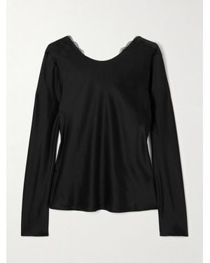 Leset Barb Oberteil Aus Satin Mit Spitzenbesatz - Schwarz