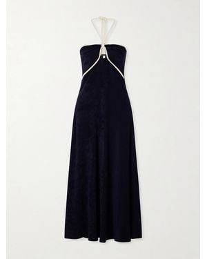 Johanna Ortiz Gleymoon Cut-Out Cotton-Terry Halterneck Maxi Dress - Blue