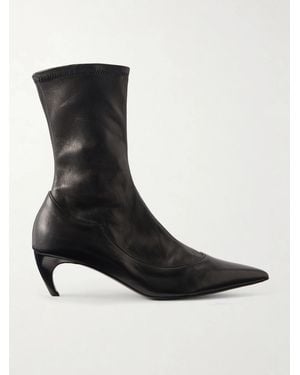 KHAITE Valerie 55 Leather Ankle Boots - Black