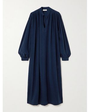 Suzie Kondi Luleta Poet Striped Cotton-Gauze Midi Dress - Blue
