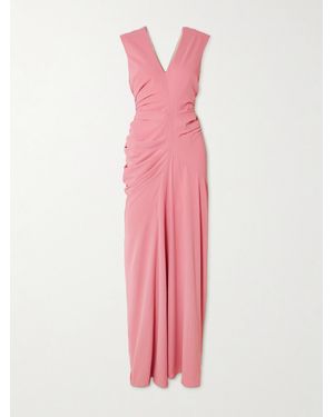 Dries Van Noten Asymmetric Tie-Detailed Draped Jersey Maxi Dress - Pink