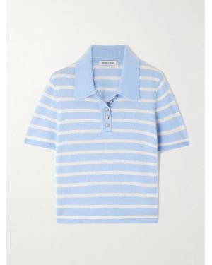 Veronica Beard Brandt Striped Cashmere Polo Shirt - Blue