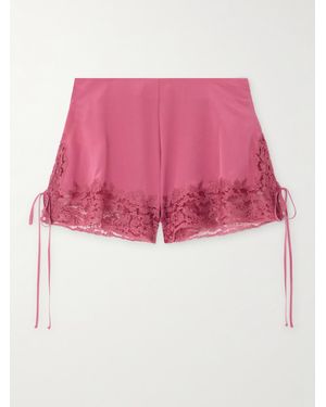 Chloé Lace-trimmed Lingerie Shorts In Crêpe De Chine - Red