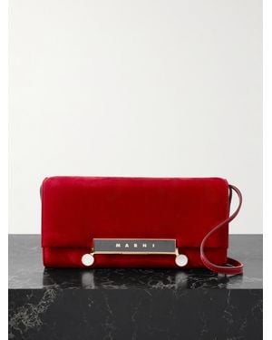 Marni Vhs E/W Schultertasche Aus Veloursleder Mit Verzierung - Rot