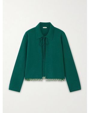 Bode Embellished Wool And Cashmere-Blend Cardigan - Grün
