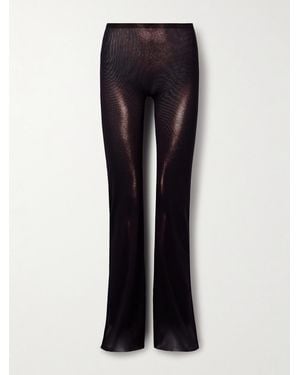 Jean Paul Gaultier Body Dust Trompe L'Oeil Printed Mesh Straight-Leg Trousers - Blue