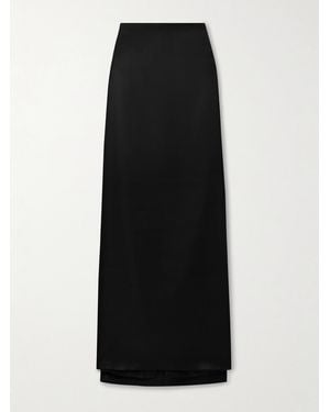 Brandon Maxwell The Monroe Draped Silk-Twill Maxi Skirt - Black