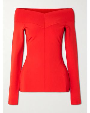 Stella McCartney Bardot Off-The-Shoulder Panelled Jersey Top - Red