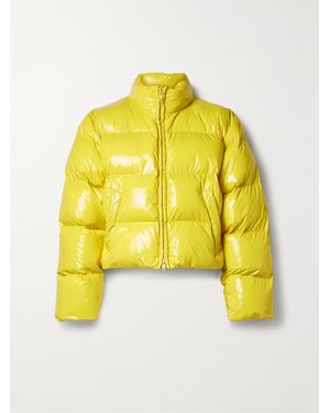 Balenciaga Cropped Quilted Padded Glossed-Shell Coat - Yellow