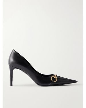 Gucci Donna Embellished Leather Court Shoes - White