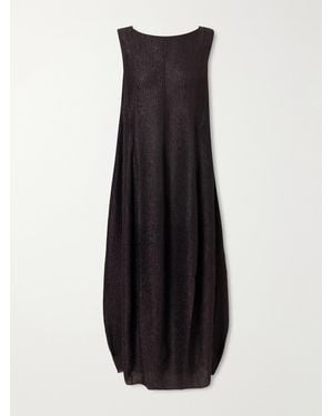 Cortana Anhelo Crinkled Silk-Chiffon Maxi Dress - Black