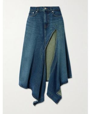 Y. Project Evergreen Cutout Organic Denim Midi Skirt - Blue