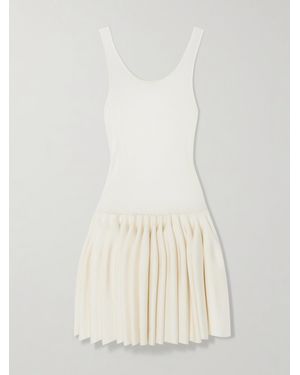 Alaïa Pleated Jersey And Stretch-Knit Mini Dress - Natural
